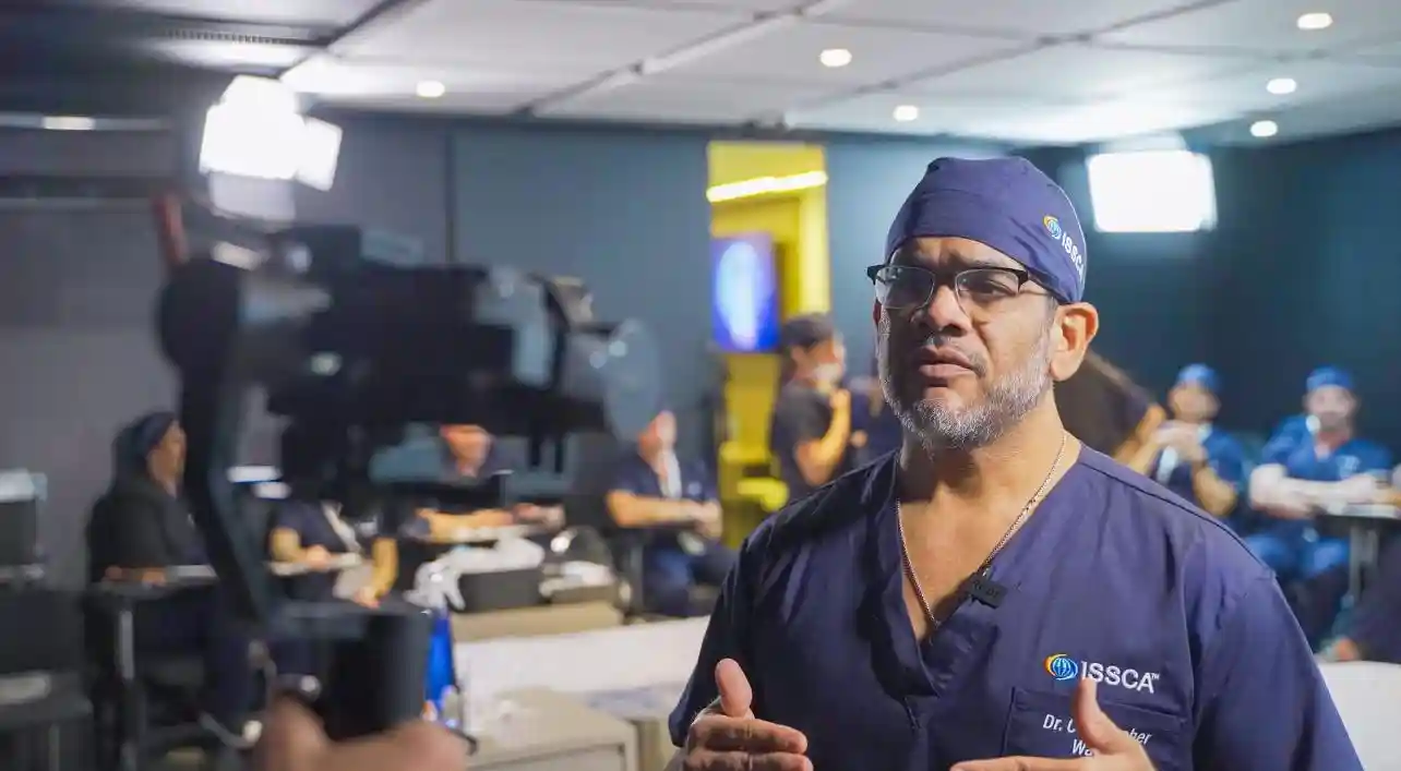 Dr. Christopher Walker discussing regenerative medicine during a professional interview