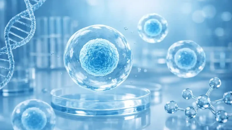 Regenerative medicine education concept with global medical network and biotechnology elements