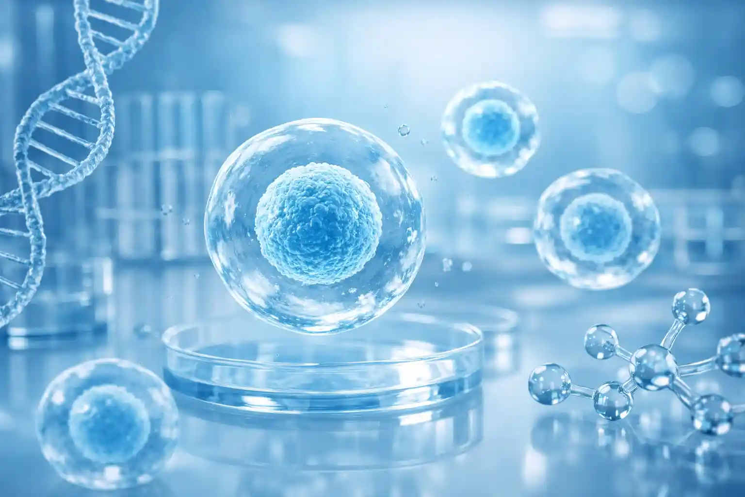 Regenerative medicine education concept with global medical network and biotechnology elements