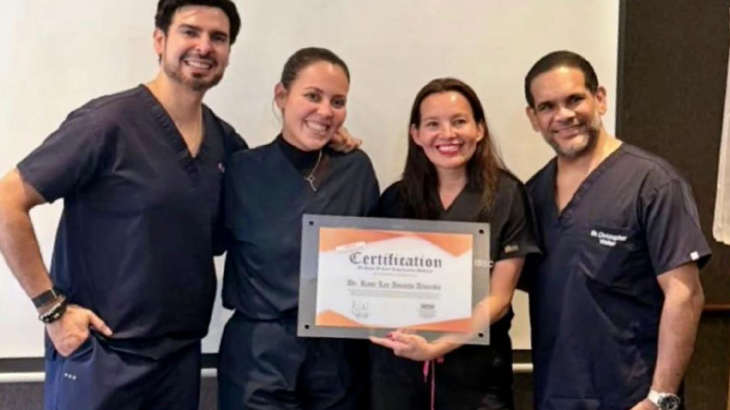 Medical professionals receiving certification during advanced physician training led by Dr. Christopher Walker in peptide medicine education